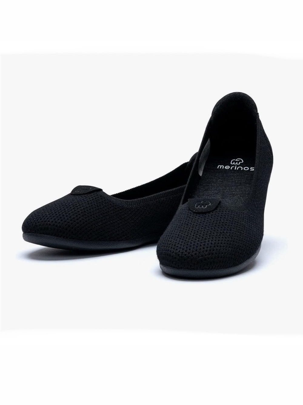 NEW Merino Black Womens Wool Flats, 9.5